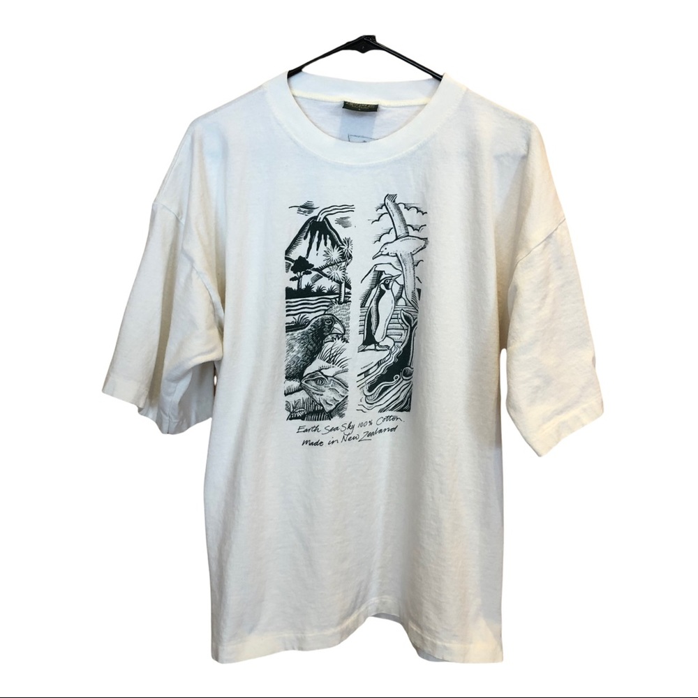 Vtg Single Stitch 100% Cotton Wildlife Animals New Zealand Mens Large Tee Shirt